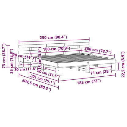 Bedframe met lade Bruin 180 x 200 cm Massief hout
