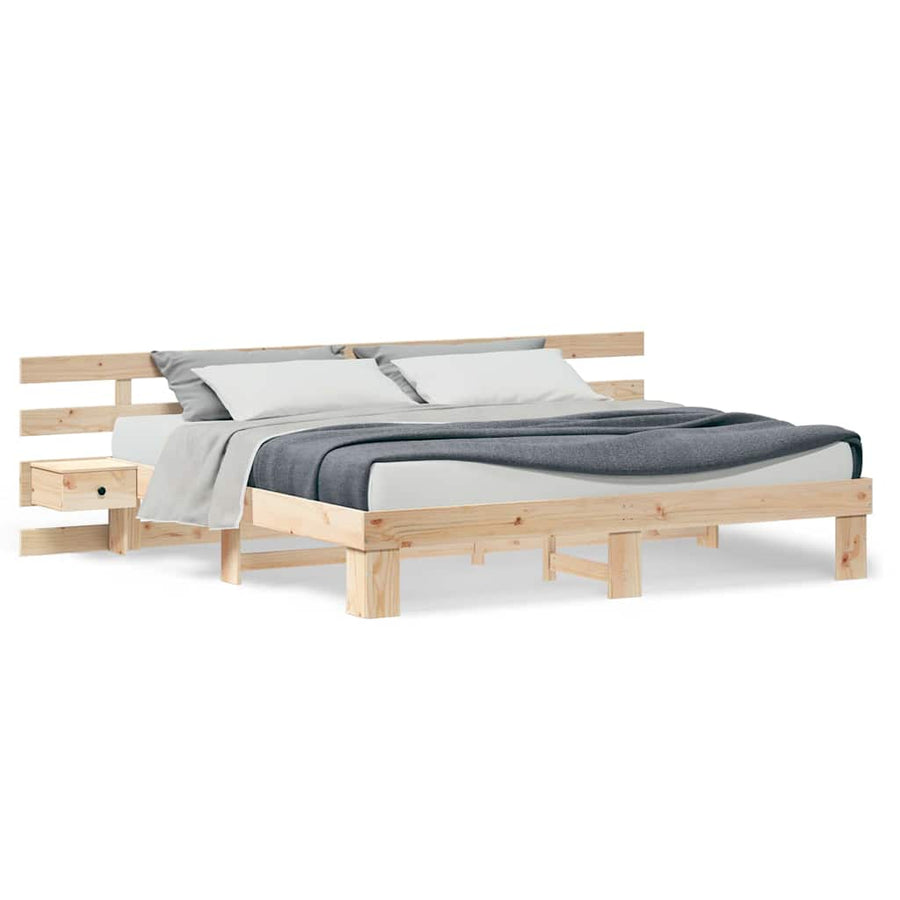 Bedframe met lade Bruin 180 x 200 cm Massief hout