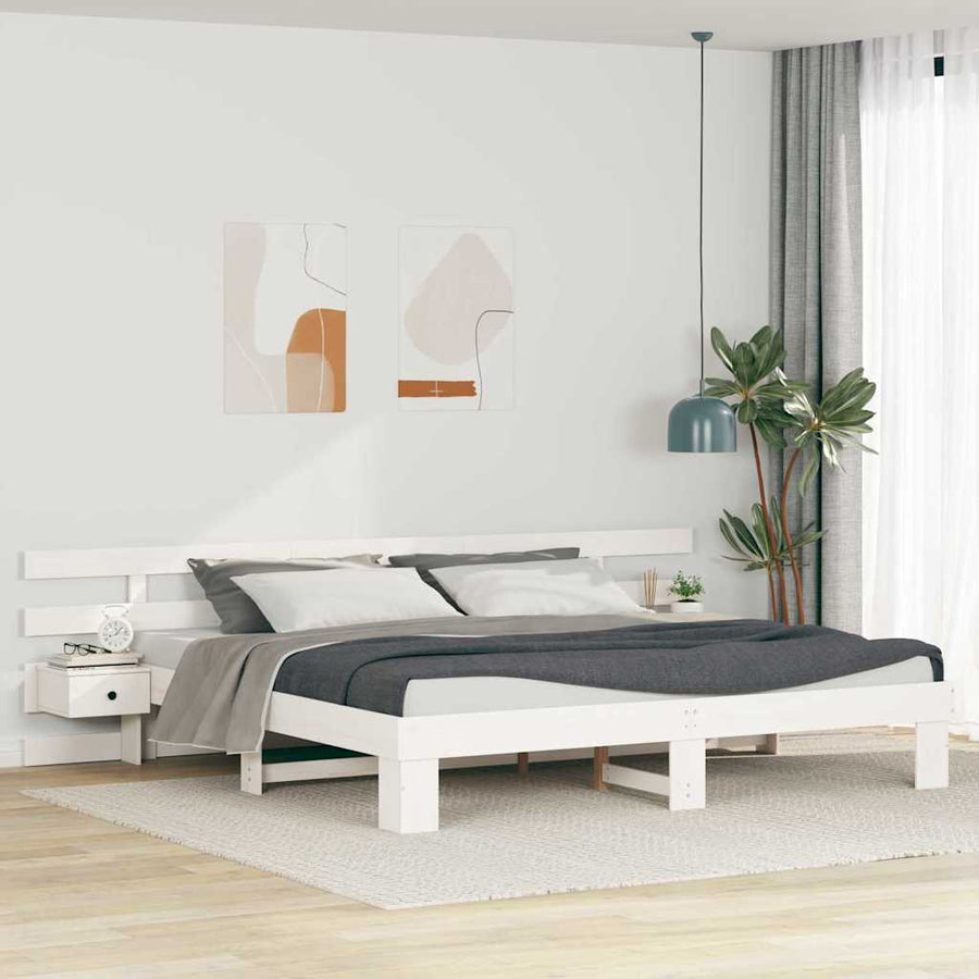 Bedframe met lade Wit 180 x 200 cm Hout