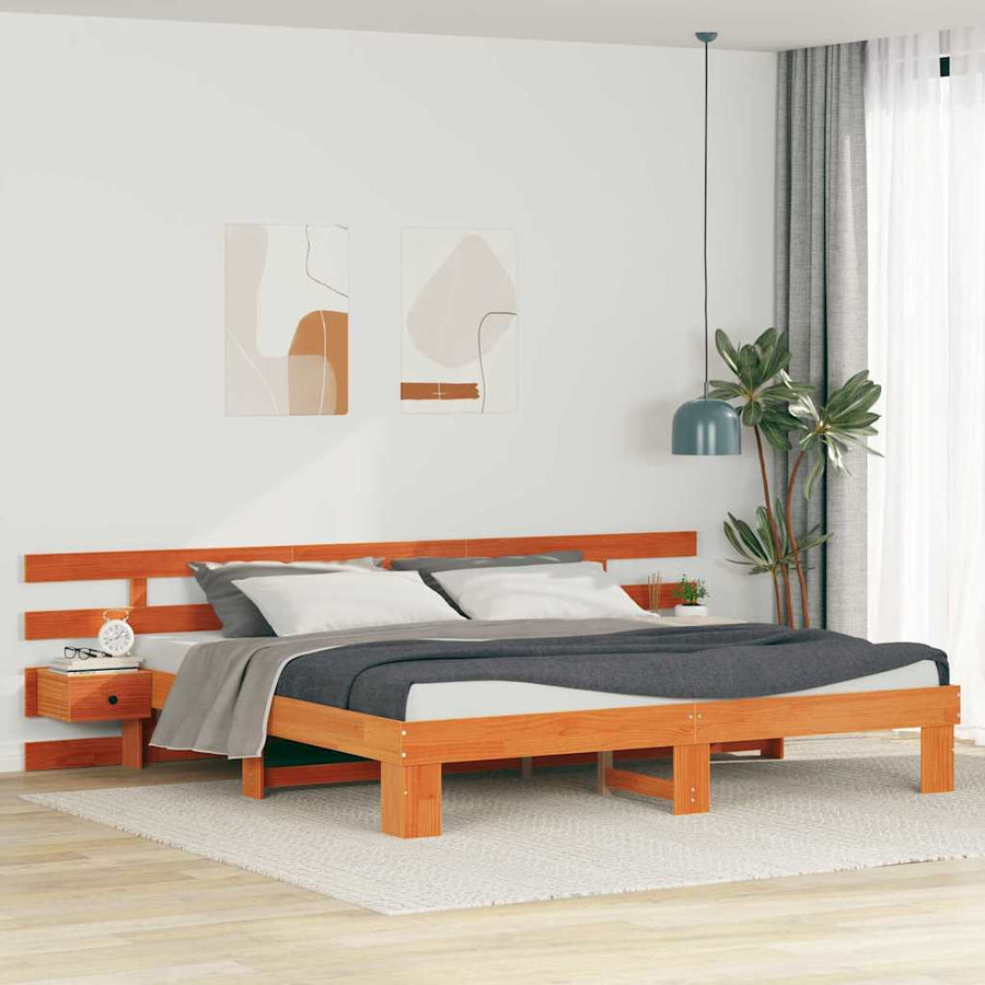 Bedframe met lade Bruin 180 x 200 cm Massief hout