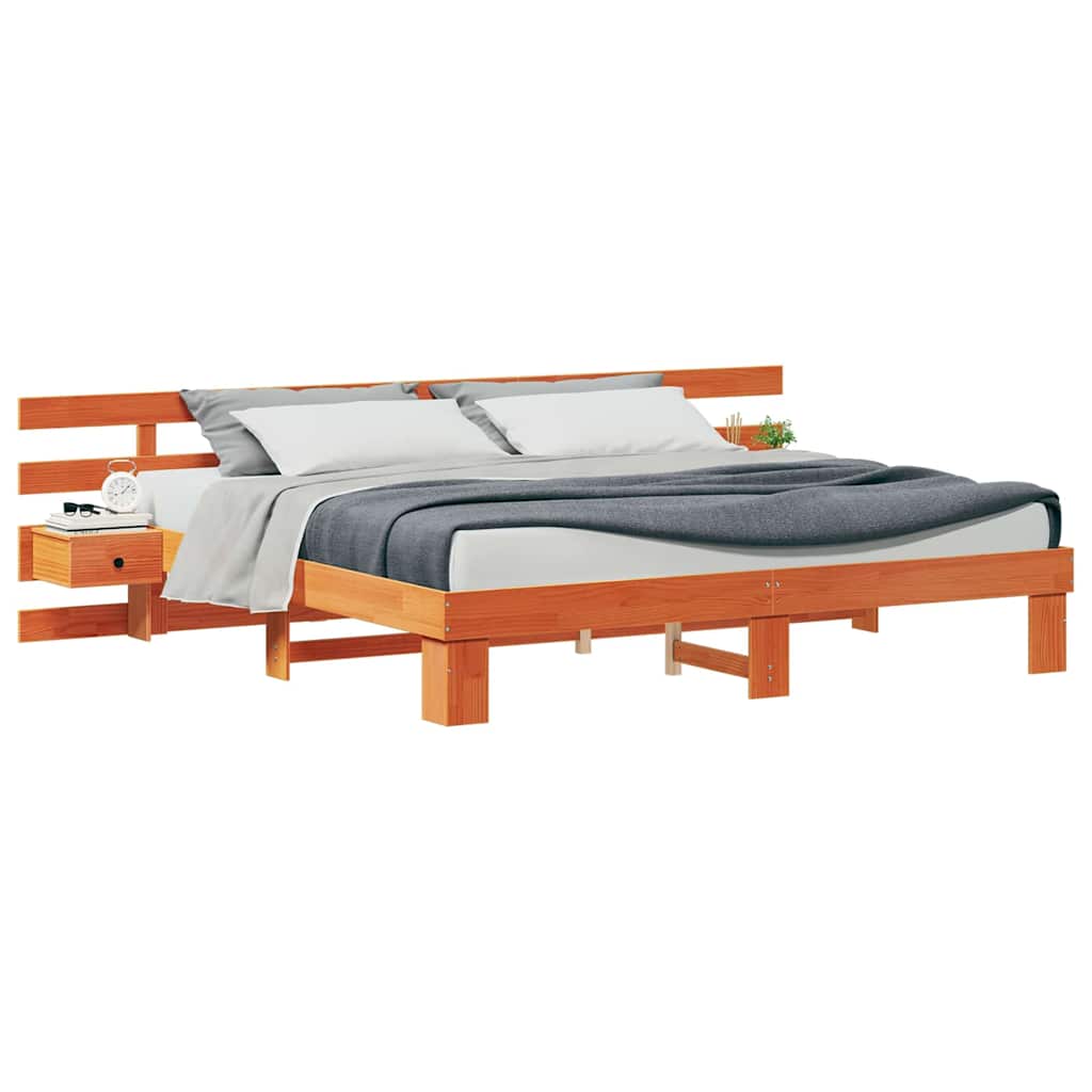 Bedframe met lade Bruin 180 x 200 cm Massief hout