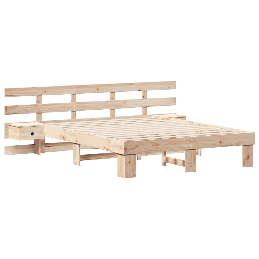 Bedframe met lade Bruin 160 x 200 cm Massief grenenhout