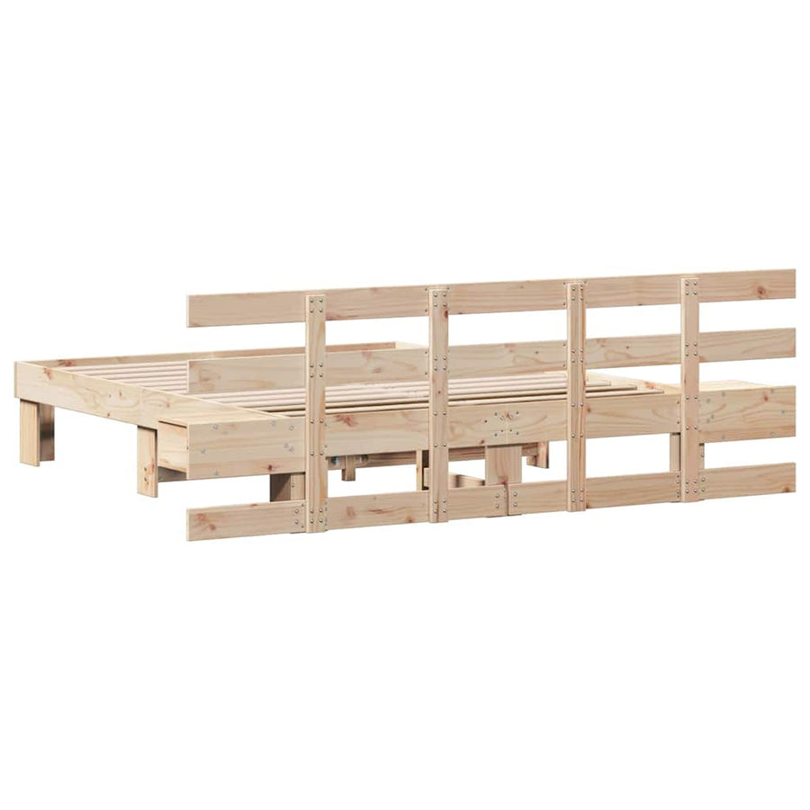 Bedframe met lade Bruin 160 x 200 cm Massief grenenhout