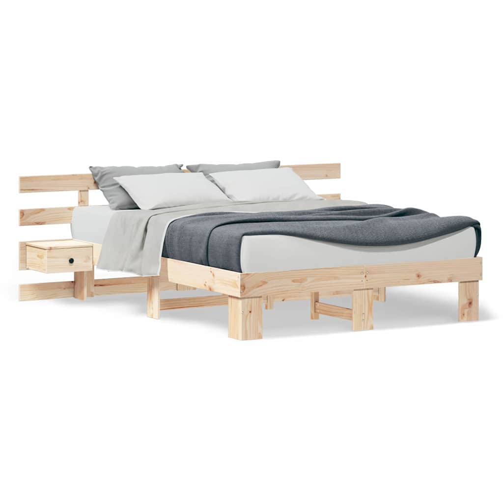 Bedframe met lade Bruin 150 x 200 cm Massief grenenhout