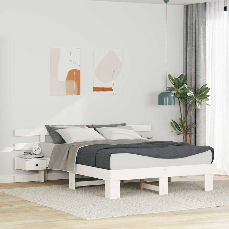 Bedframe met lade Wit 150 x 200 cm Hout