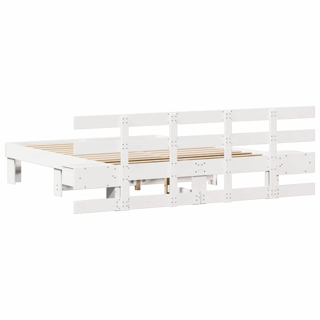 Bedframe met lade Wit 150 x 200 cm Hout