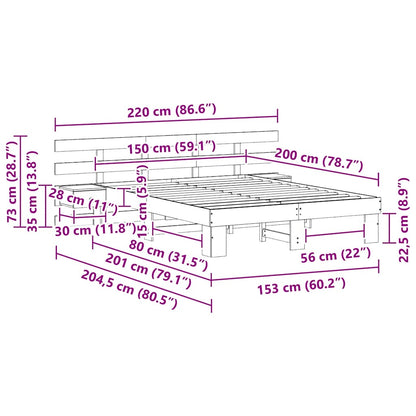 Bedframe met lade Wit 150 x 200 cm Hout