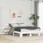 Bedframe 140x200 cm grenenhout wit met lade