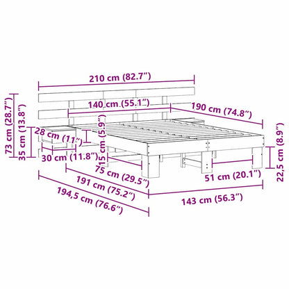 Bedframe met lade Wit 140 x 190 cm