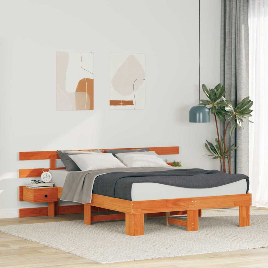 Bedframe met lade Bruin 140 x 190 cm