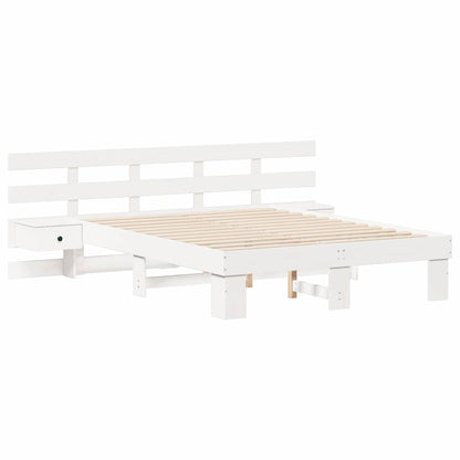 Bedframe met lade Wit 120 x 190 cm Massief hout