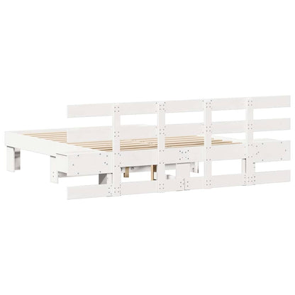 Bedframe met lade Wit 120 x 190 cm Massief hout