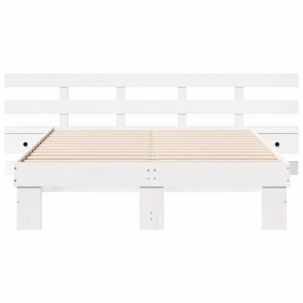 Bedframe met lade Wit 120 x 190 cm Massief hout