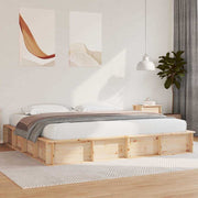 Bedframe 200x200 cm massief grenenhout bruin