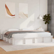 Bedframe 200x200 cm massief grenenhout wit