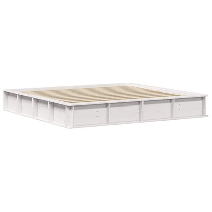 Bedframe met opslag Wit 200 x 200 cm Hout