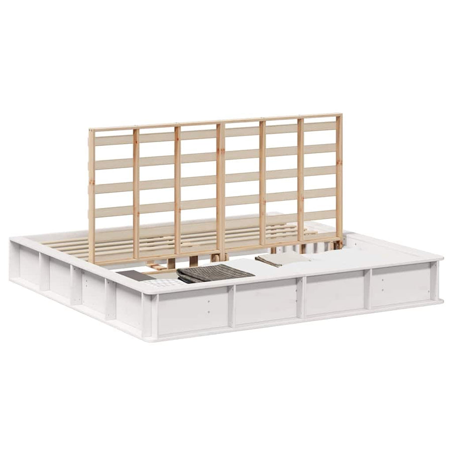 Bedframe met opslag Wit 200 x 200 cm Hout