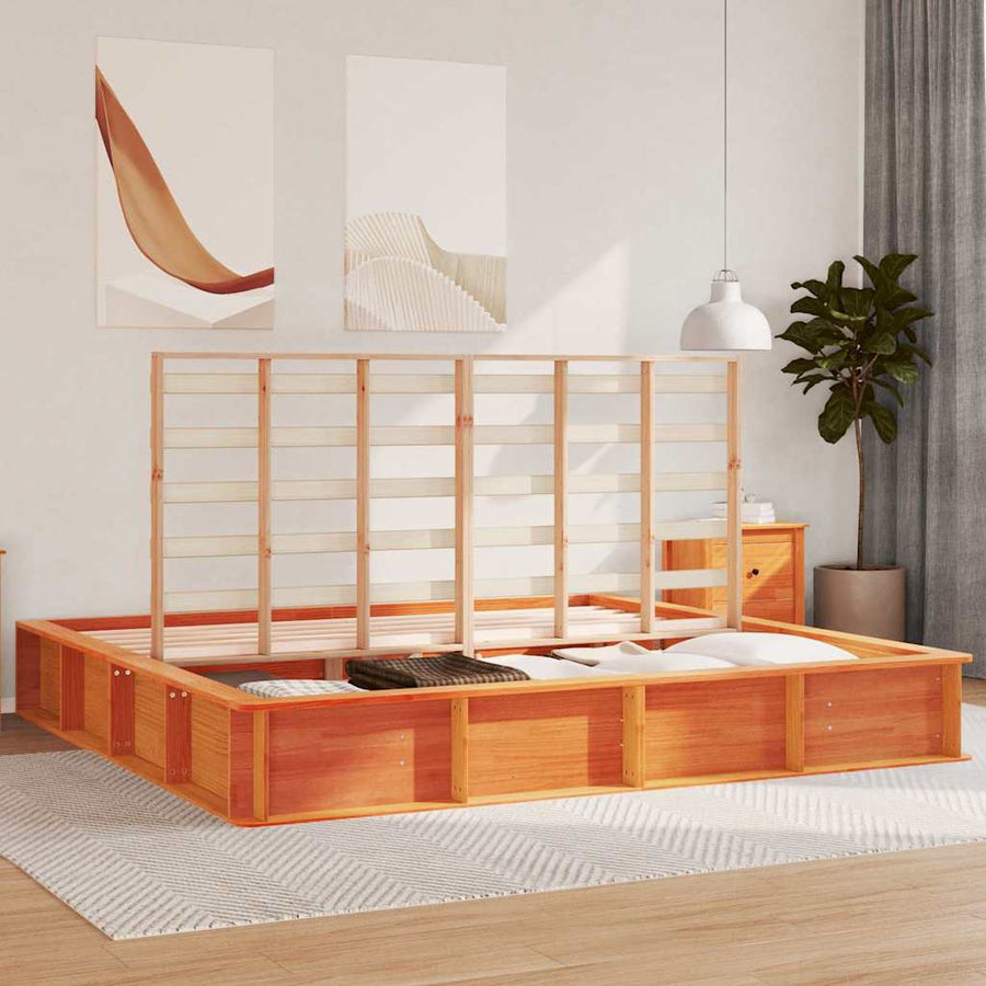 Bedframe met opslag Wasbruin 200 x 200 cm Hout