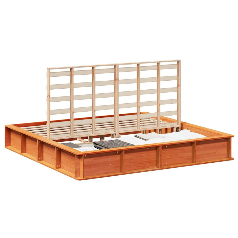 Bedframe met opslag Wasbruin 200 x 200 cm Hout