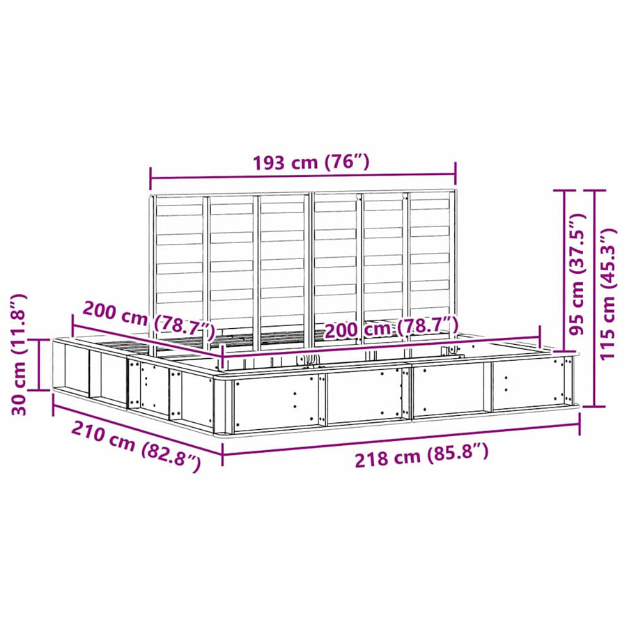 Bedframe met opslag Wasbruin 200 x 200 cm Hout