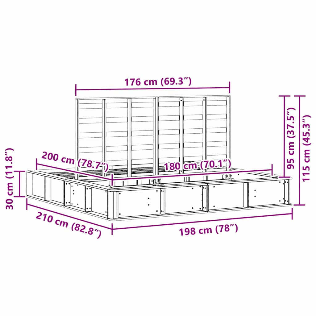 Bedframe met opslag Bruin 180 x 200 cm Hout