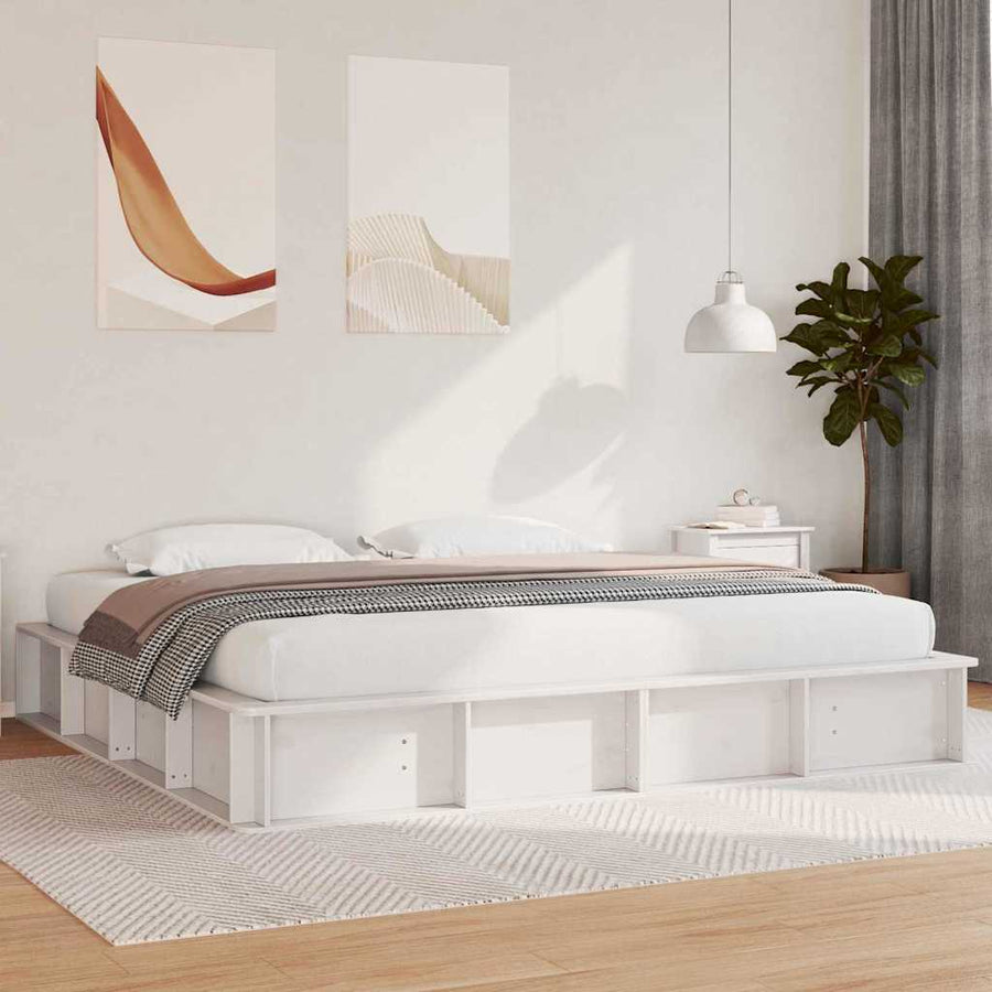 Bedframe met opslag Wit 180 x 200 cm Hout en Metaal
