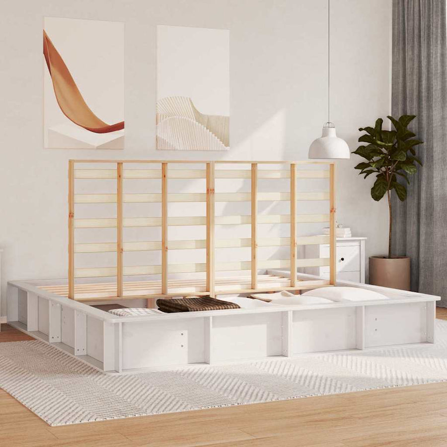 Bedframe met opslag Wit 180 x 200 cm Hout en Metaal