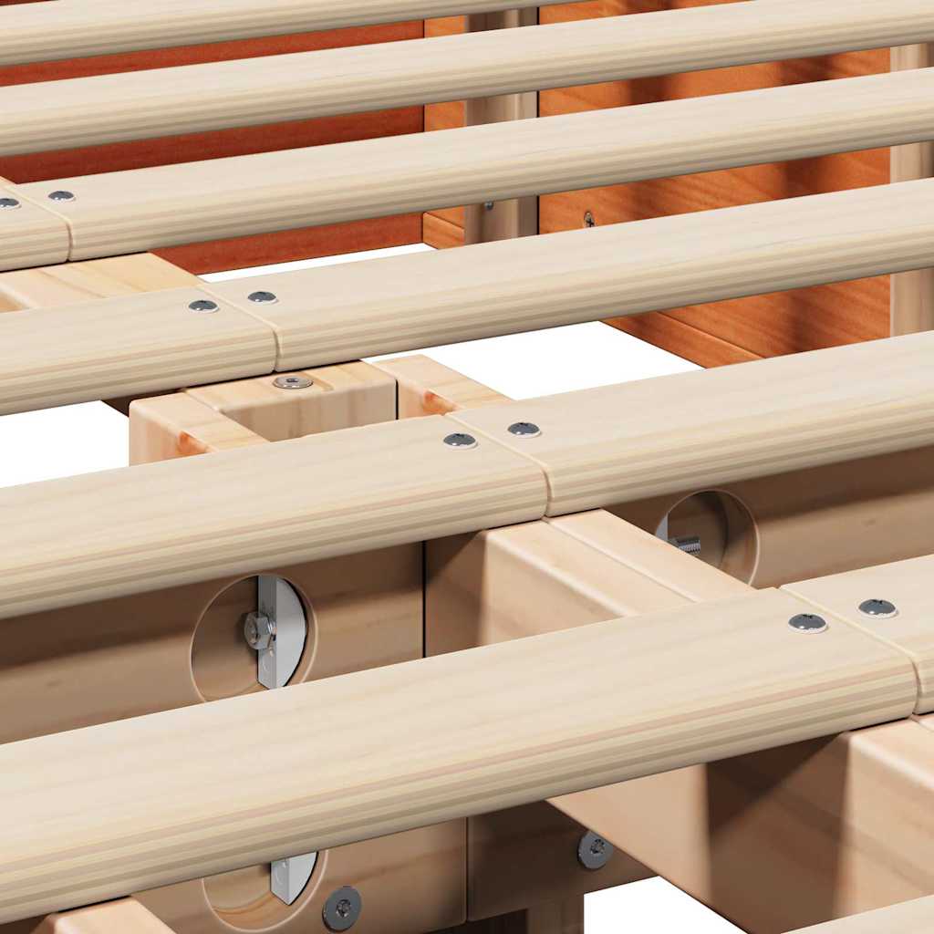 Bedframe met opslag Wasbruin 140 x 200 cm Massief hout