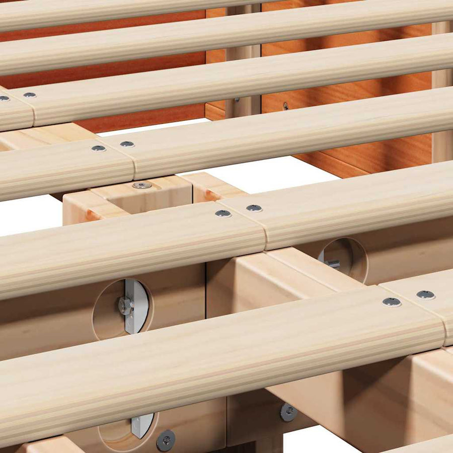 Bedframe met opslag Wasbruin 140 x 200 cm Massief hout