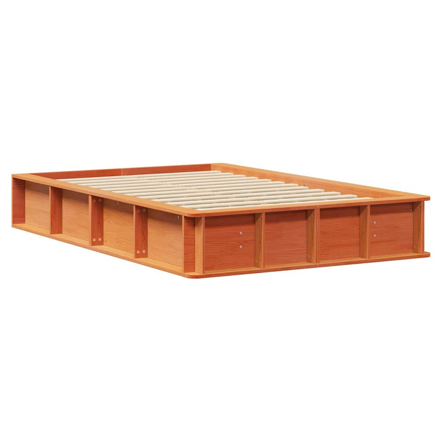Bedframe met opslag Wasbruin 140 x 200 cm Massief hout