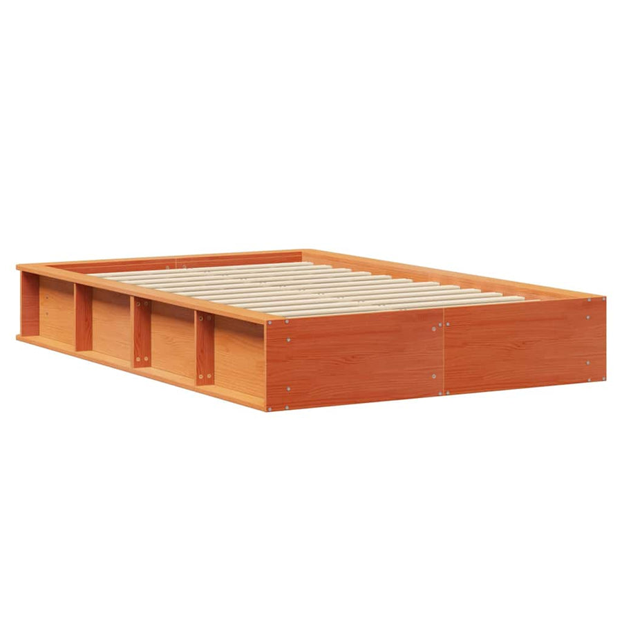 Bedframe met opslag Wasbruin 140 x 200 cm Massief hout