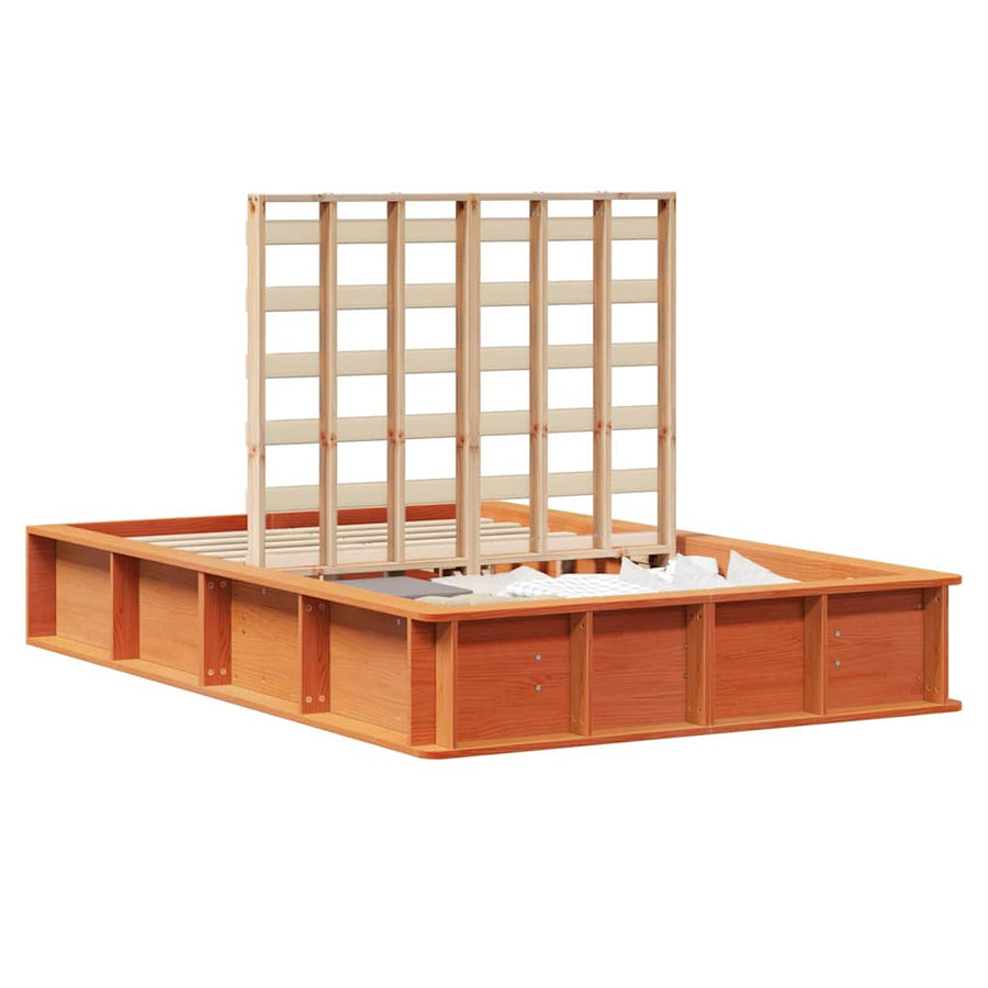 Bedframe met opslag Wasbruin 140 x 200 cm Massief hout