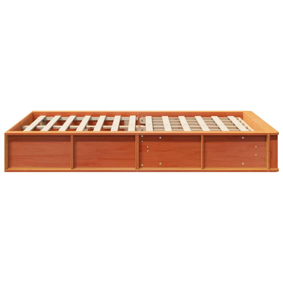 Bedframe met opslag Wasbruin 140 x 200 cm Massief hout