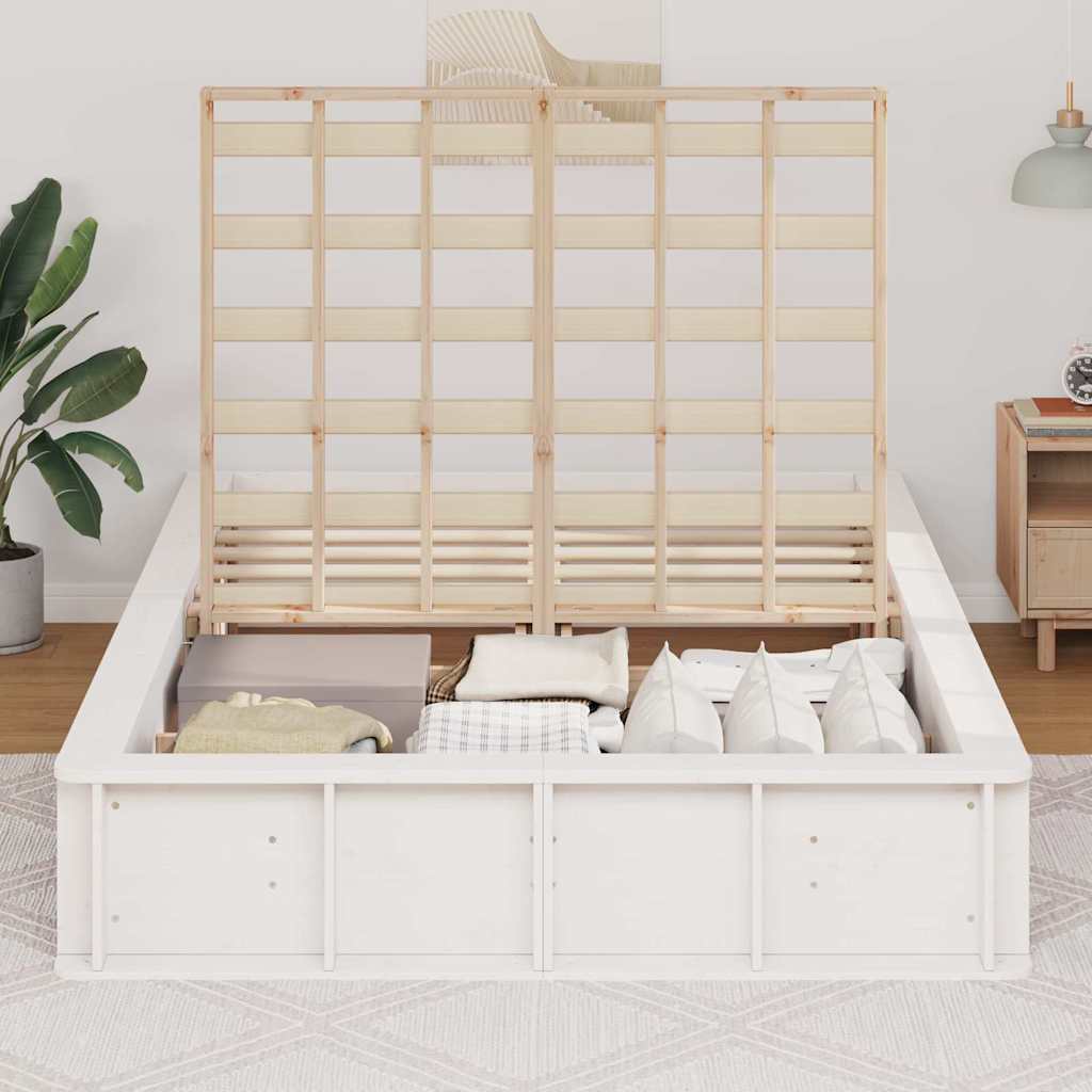 Bedframe met opslag Wit 120 x 200 cm Hout