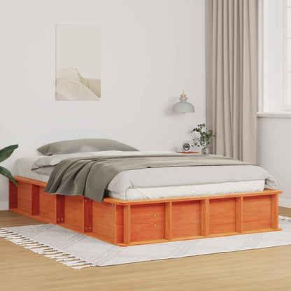 Bedframe met opslag Wasbruin 120 x 200 cm Massief hout