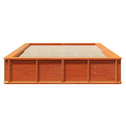 Bedframe met opslag Wasbruin 120 x 200 cm Massief hout