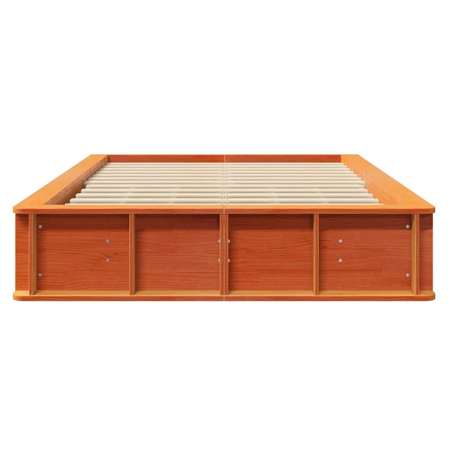 Bedframe met opslag Wasbruin 120 x 200 cm Massief hout