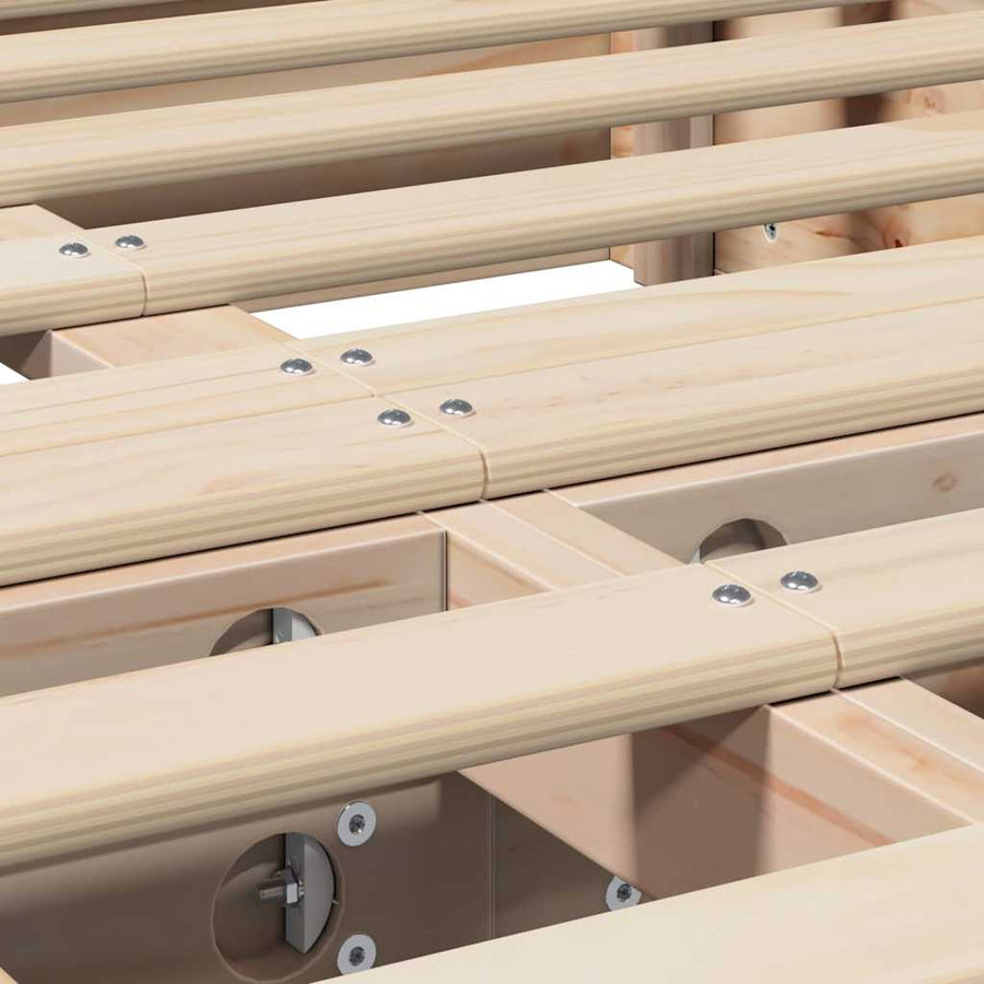Bedframe met opslag Bruin 140 x 190 cm Massief grenenhout