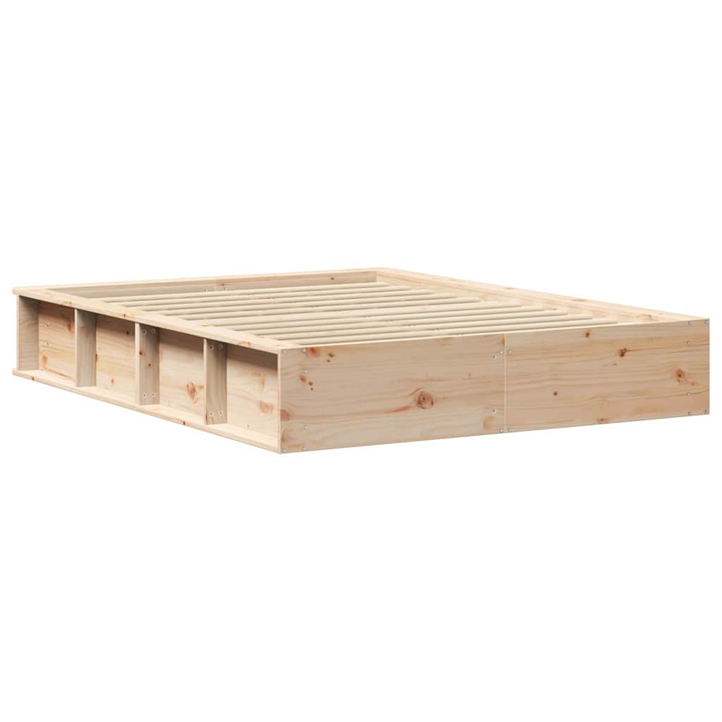 Bedframe met opslag Bruin 140 x 190 cm Massief grenenhout