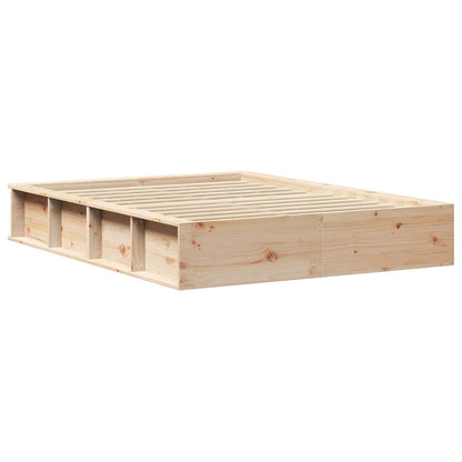 Bedframe met opslag Bruin 140 x 190 cm Massief grenenhout