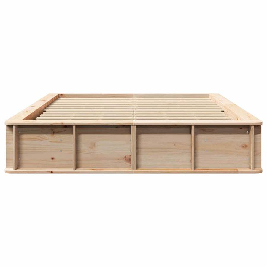 Bedframe met opslag Bruin 140 x 190 cm Massief grenenhout