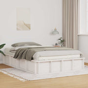 Bedframe 140x190 cm wit massief grenenhout met opslag