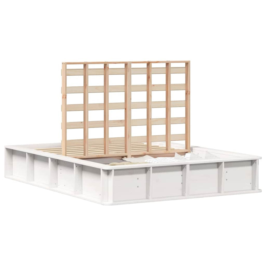 Bedframe met opslag Wit 140 x 190 cm Hout