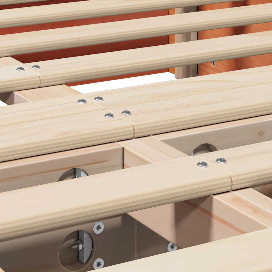 Bedframe met opslag Wasbruin 140 x 190 cm Massief hout