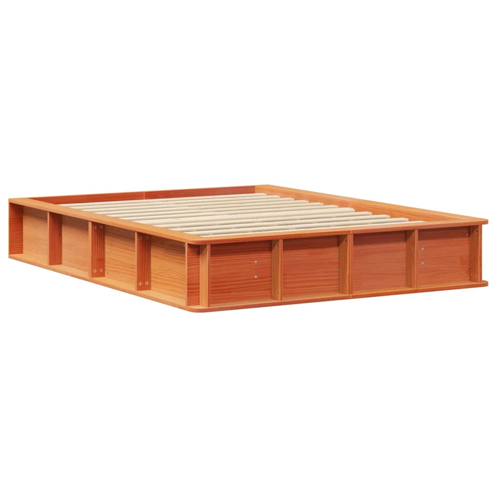 Bedframe met opslag Wasbruin 140 x 190 cm Massief hout