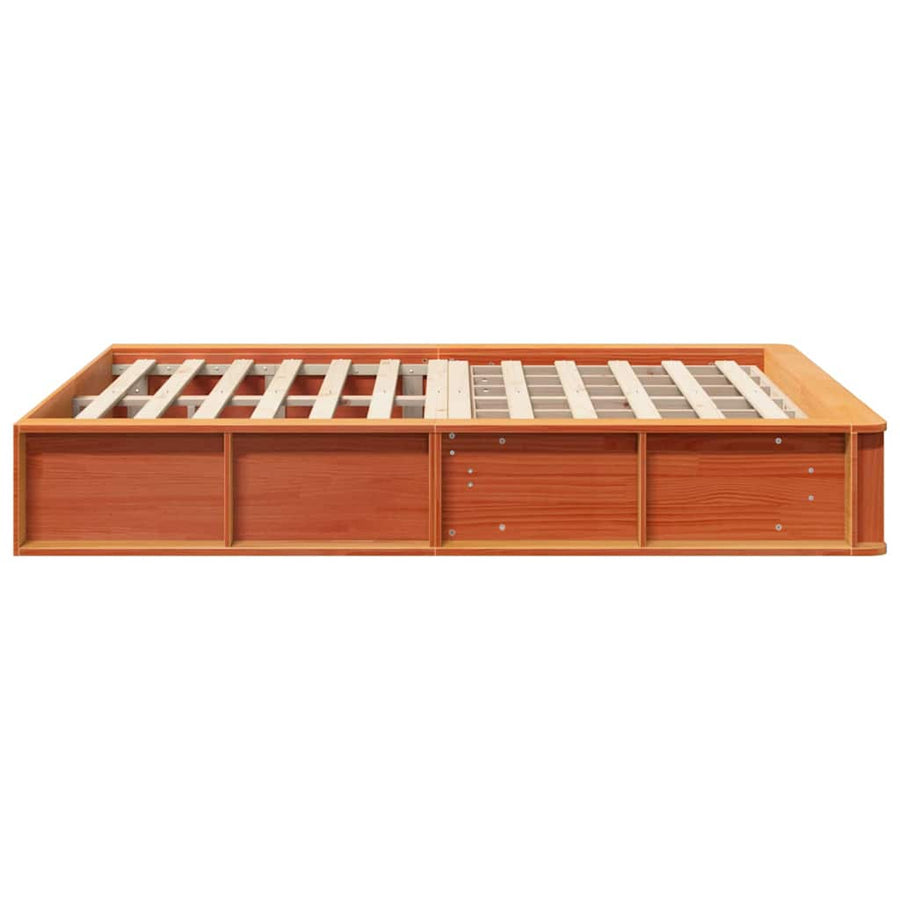 Bedframe met opslag Wasbruin 140 x 190 cm Massief hout