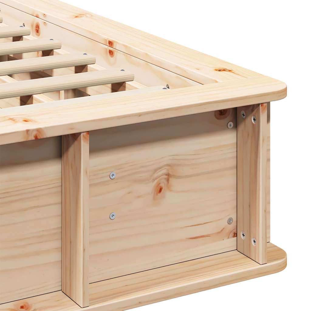 Bedframe met opslag Bruin 135 x 190 cm Massief grenenhout