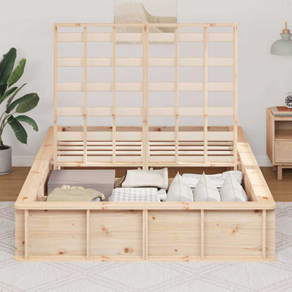 Bedframe met opslag Bruin 135 x 190 cm Massief grenenhout
