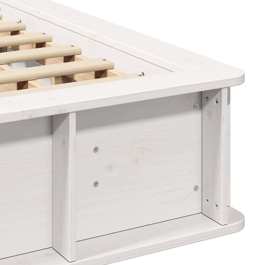 Bedframe met opslag Wit 135 x 190 cm Hout