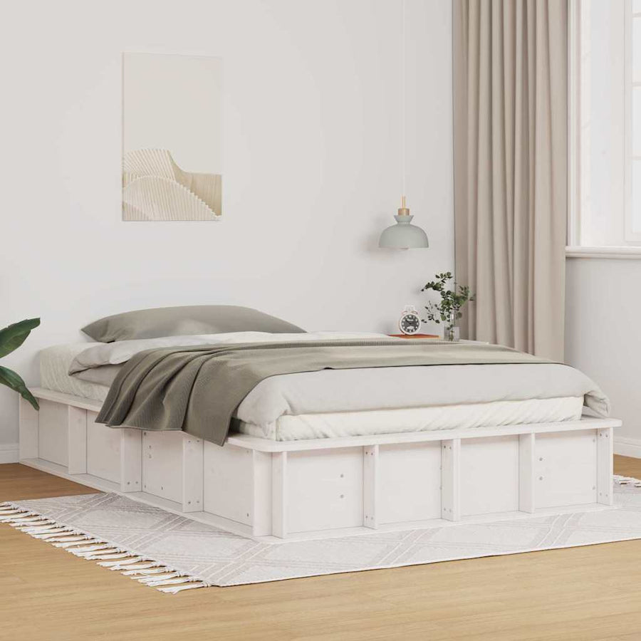 Bedframe met opslag Wit 135 x 190 cm Hout